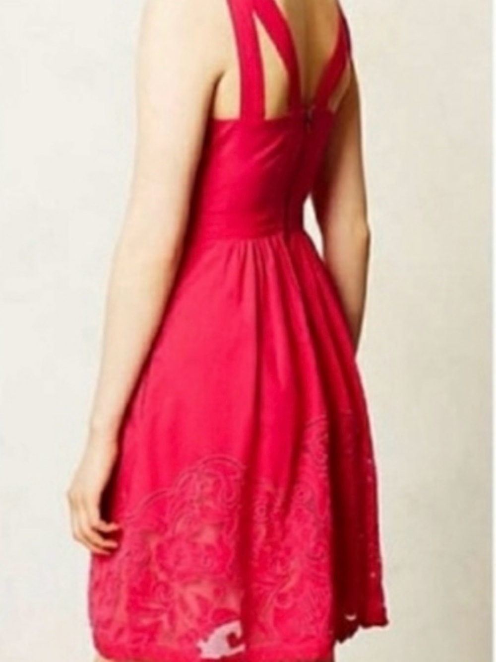 Anthropologie Moulinette Soeurs Rhododendron Dress Pink Embroidered Lace Size 8 - Picture 5 of 14
